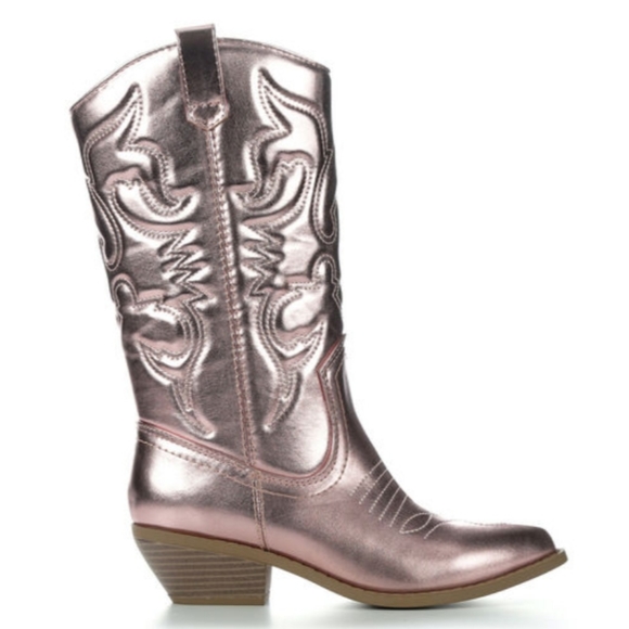 New Pink Western Cowboy Mid-Calf Boots - Picture 3 of 5